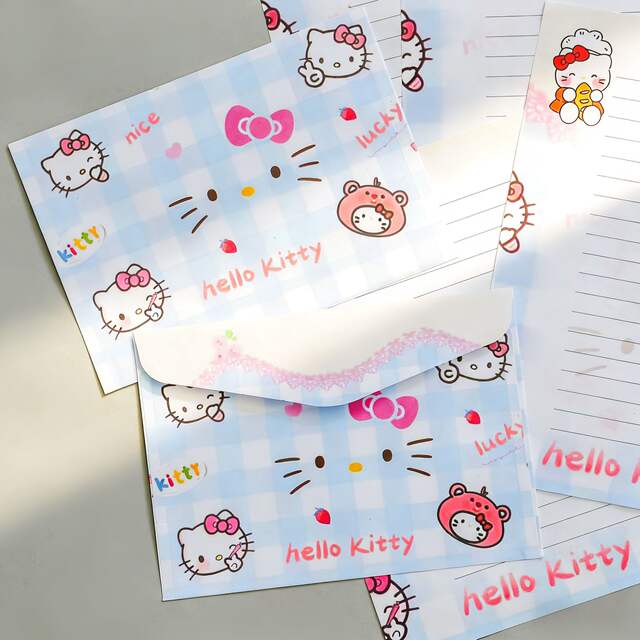 High-Quality Cat-Themed Stationery and Envelope Set, Blue Girly Style, Handwritten Confession and Blessing Letter Paper, Creative Gift for the Start of School detail 3