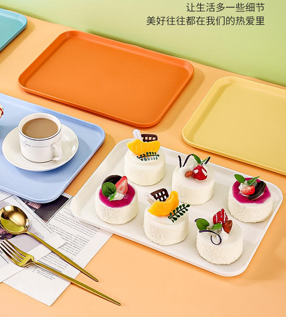 Wheat Straw Tray for Cups, Home Hotel Restaurant Rectangular Plate, Fruit Plate, Tea Tray, Plastic Plate, Dinner Plate detail 3