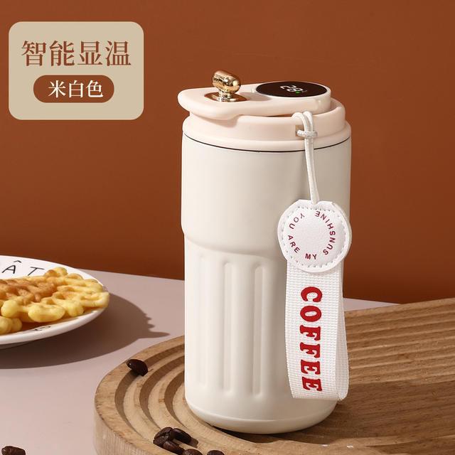 High-Looking Stainless Steel Coffee Cup, Graduation Commemorative Gift for Male and Female Students, Engraved Water Cup, Smart Temperature Display Thermos Cup
