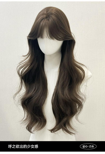 Xinxin Wig Female Daily Cross-Border Wholesale Internet Celebrity Long Curly Hair Natural and Realistic Facial Contouring Full Headgear detail 4