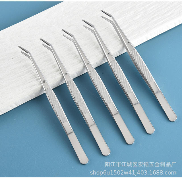 In-Stock Dental Tweezers Dentist Oral Auxiliary Tools Positioning Clip Set for Removing Dental Calculus Thickened Double Curved Tweezers detail 10