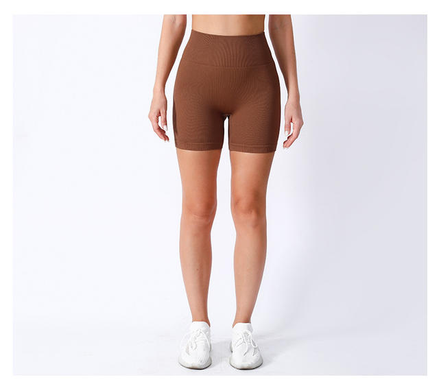 European and American Seamless Threaded Yoga Shorts, Three-Quarter Yoga Pants, Quick-Dry, Seamless, High-Waisted Sports Cycling Shorts for Women detail 7