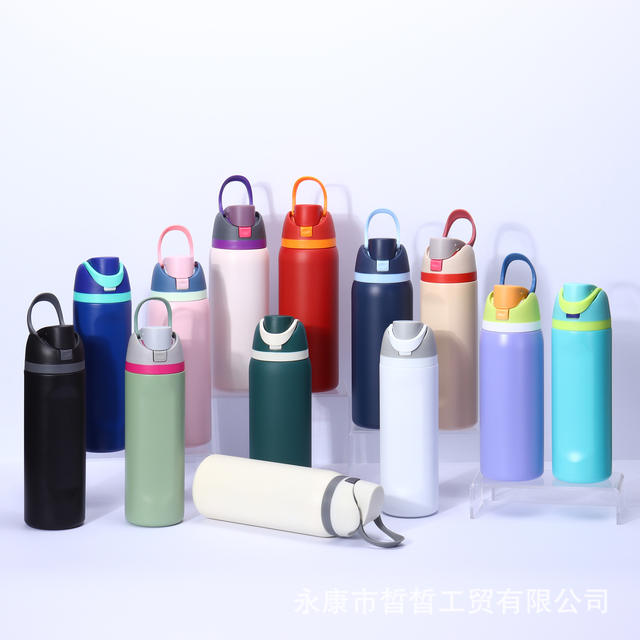 Cross-Border 304 Stainless Steel Thermos Cup, High Temperature Resistant, Anti-Fall Sports Water Bottle, Custom Large Capacity Portable Straw Water Cup detail 1