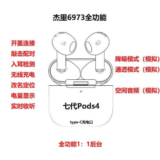 Cross-Border Second, Third, Fourth, Fifth, Sixth, Seventh, and Eighth Generation AirPods Pro New Model Bluetooth Earphones 1:1 Anc Noise Reduction detail 5