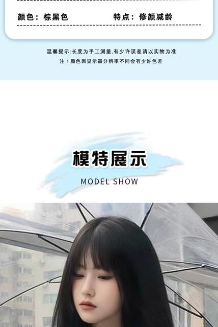 Wig for Women, Black Long Straight Jk Student Style, Realistic Zhang Yuanying Fujioka Cosplay, Full Bangs, Universal Wig, Full Head Cover Style detail 8