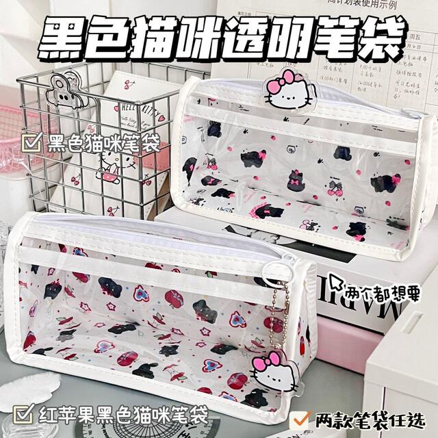 Xiaohongshu's Popular Ins High-Looking Cute Cartoon Transparent Triangle Pencil Bag Student-Specific Stationery Storage Bag detail 8