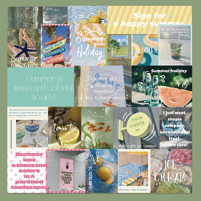 30 Summer Fresh Stickers Decorative Handbook Diary Laptop Phone Case Guitar Water Cup Scrapbook
