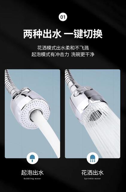 Supercharged splash head faucet nozzle extender kitchen household shower tap water filter water-saving splash guard detail 3