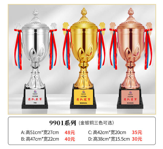 Metal Trophy Gold Silver Copper Trophy Customized Football Basketball Taekwondo Badminton Primary School Games detail 7