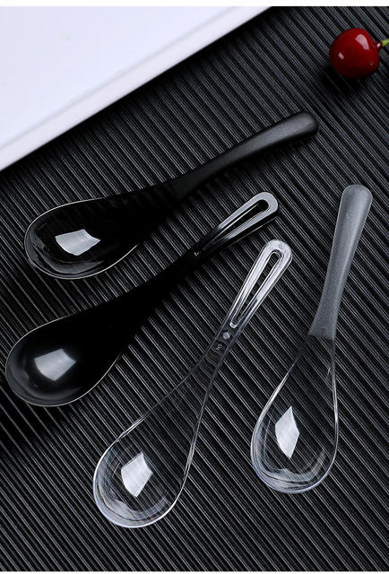 Disposable Spoons Individually Packaged Plastic Thickeneded Bibimbap Spoon Transparent Takeaway Commercial Crystal Dessert Spoon Wholesale detail 11