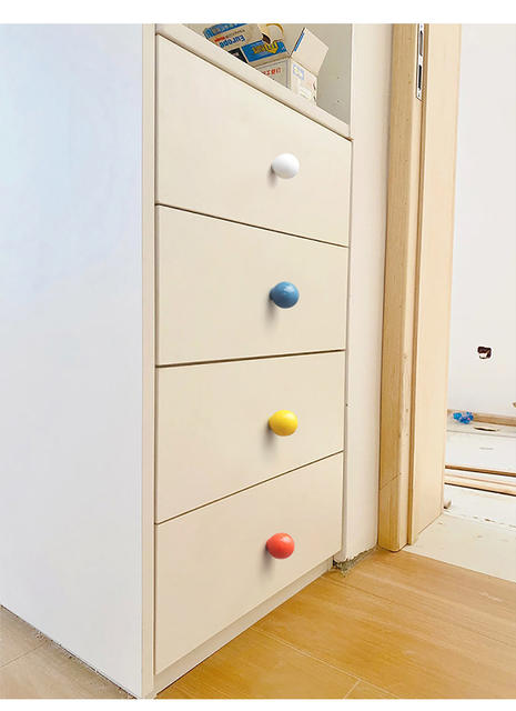Simple color ceramic cabinet door cabinet wardrobe door drawer round single hole handle bottle cover handle small handle detail 5