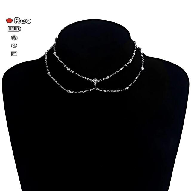 Fashionable Diamond Garden Bead Chain Body Chain Decorated with Sparkling Diamond Pendant Tassel Necklace Chest Chain Fashionable Women's European and American Trendy Chain detail 11
