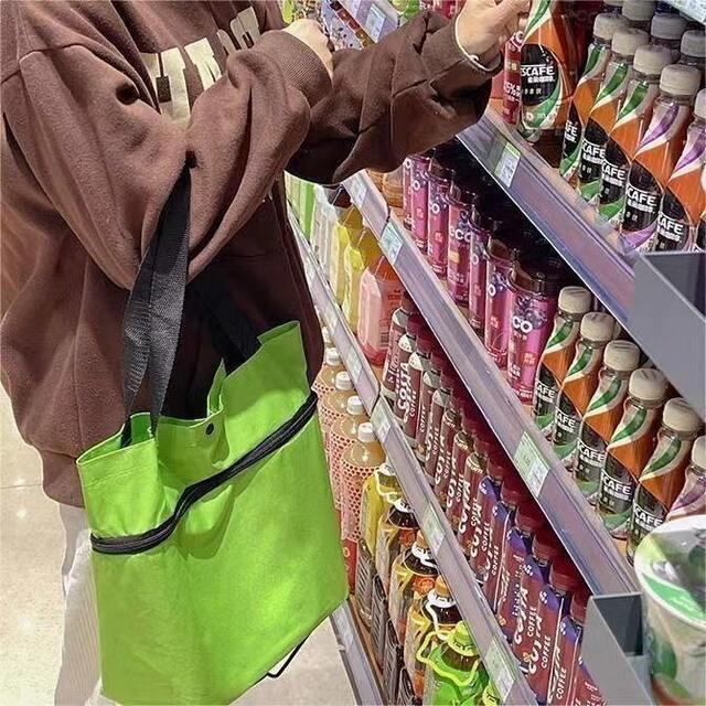 Shopping Bag with Wheels, Foldable Grocery Cart, Portable Large-Capacity Bag for Women, Useful for Home and Supermarket detail 12