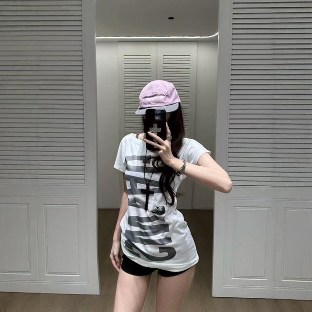 26Scu* Summer New Korean Style Niche Letter Print Loose Fit Off-Shoulder Short-Sleeve T-Shirt Top for Women detail 6