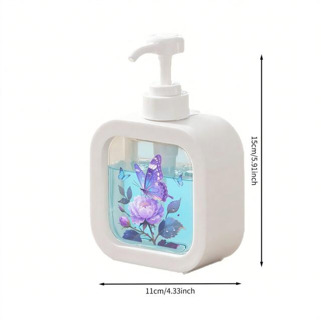 A Refillable Liquid Soap Dispenser in the Shape of a Butterfly Flower with a Cute Square Design That Combines.. detail 4