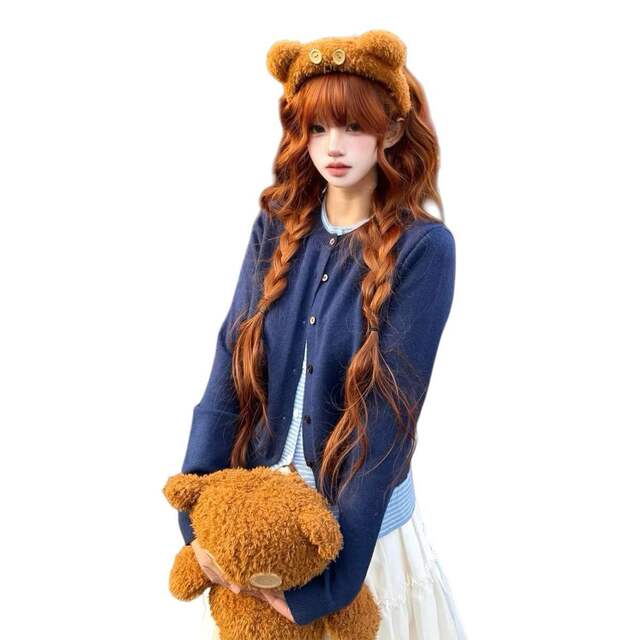 Zelan Wig Bounty Hunter Wig for Women, Natural Orange-Brown Color, Long Curly Hair, Full Head Wig, Ready to Wear detail 6