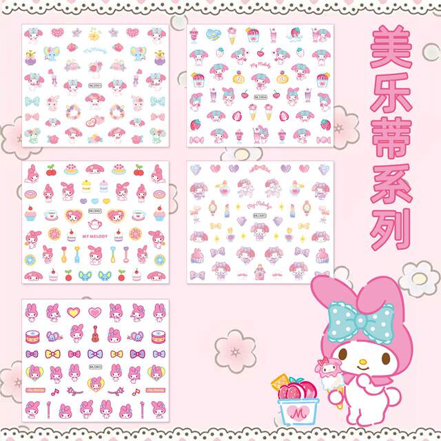 New Kuromi Nail Art Stickers Cute Stickers Cartoon Children's Nail Art Little Girl Melody Kt Animal Nail Stickers detail 10