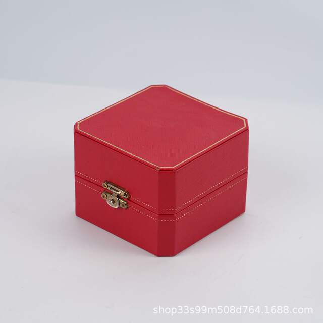 Octagonal Red Pu Gold-Stamped Watch Box, Bracelet Box, Jewelry Box, Leather Box, Bracelet Box detail 4