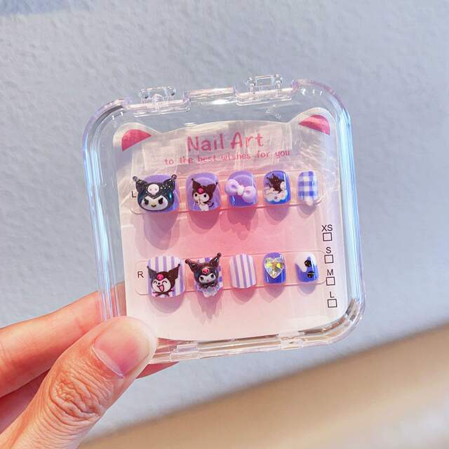 Sanrio Cute Children's Nail Stickers Cartoon Pink Wearable Nails with Adhesive Self-Adhesive Nail Accessories Nail Art Stickers detail 4