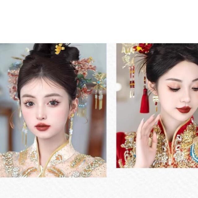 New Chinese Style Makeup Artist Special Simulation Ancient Dress Bride's Hair Pieces Naturally Split Versatile Style Hair Row Wig detail 12