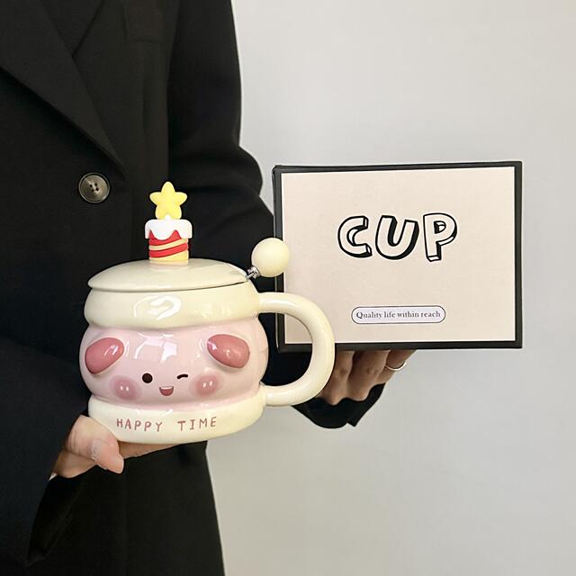 High Yan Value Girl's Heart Birthday Gift Piggy Cup for Male and Female Friends Couple Sisters Children's Gift Accompanying Gift detail 6