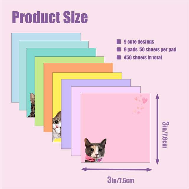 Cross-Border Creative Cat Sticky Notes with Strong Adhesive, Cute Small Notebooks, Colorful Sticky Notes, Small Strips for Marking, Suitable for Students detail 3