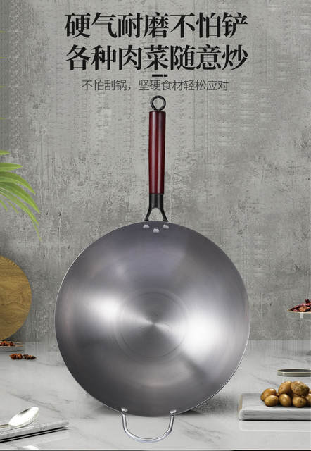 Wholesale Iron Pots, Traditional Round-Bottomed Woks, Iron Pots for Home Use, Non-Stick Cooking, No-Coating Iron Pots detail 10