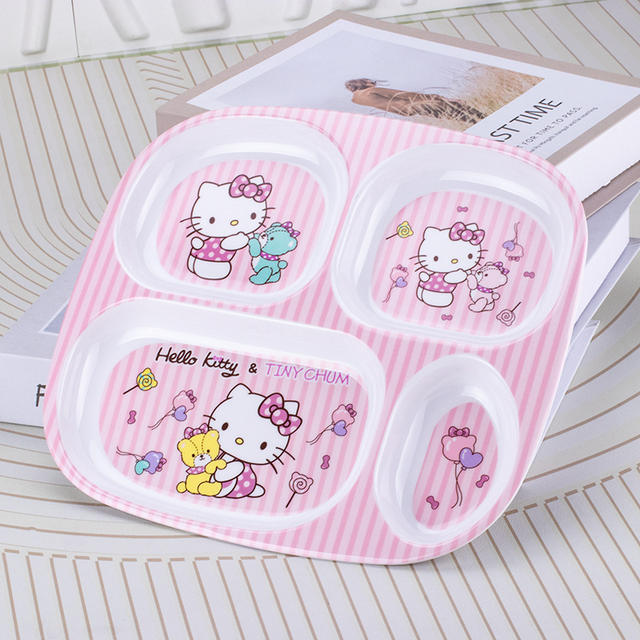Children's Dinner Plate Separated Fruit Plate melamine Drop-resistant Tableware Set Cartoon Cute Kindergarten Baby Dining Plate