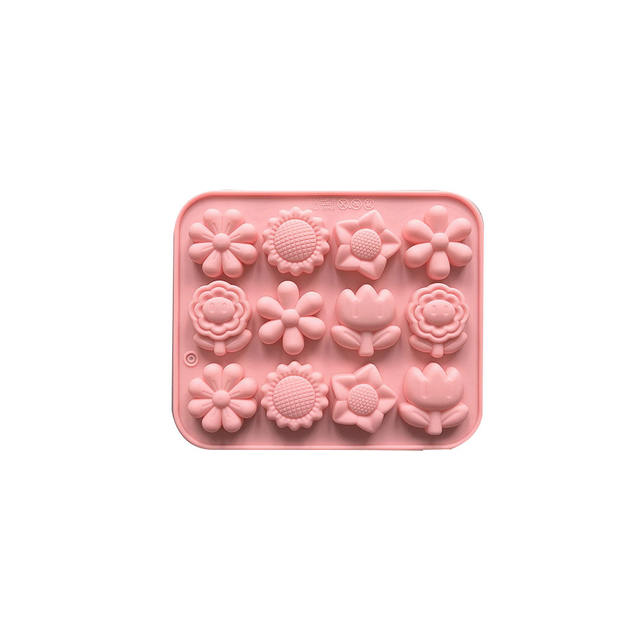 9 different flower-shaped food grade silicone mold chocolate candy jelly jelly mold DIY handmade soap mold detail 11