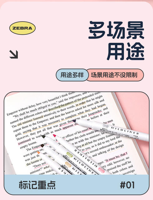 Japanese ZEBRA Zebra Fluorescent Color Pen Double Head Watercolor Handbook Marking Pen Elegant Soft Color Marking Pen detail 9