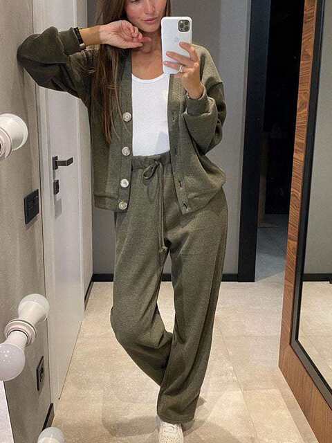 2024 autumn and winter new European and American cross-border Amazon independent station best selling casual sports suit cardigan top women's clothing detail 9