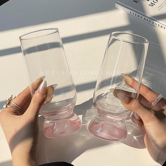 Ins-Style Pink Mountain Range Thick-Bottomed Mountain View Cup, High Aesthetic Creative Glass Cup, Coffee Cup, Beer Cup, Juice Cup detail 2