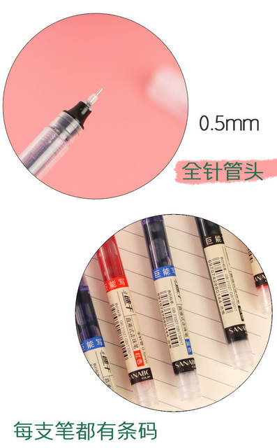 Quick-drying straight-liquid ballpoint pen 0.5mm red and black gel pen office supplies water pen signature pen stationery detail 4