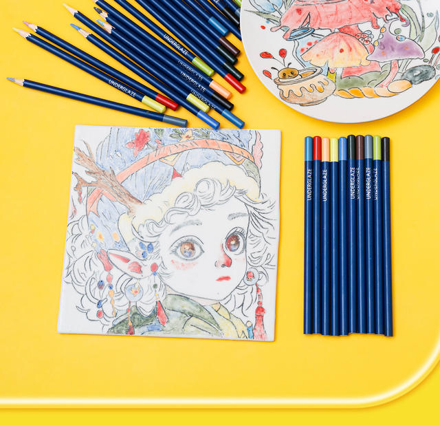 Underglaze Watercolor Pencils, Colored Pencils, Pottery Tools, Blank Painting, Watercolor Effect Transition, Natural Firing detail 6