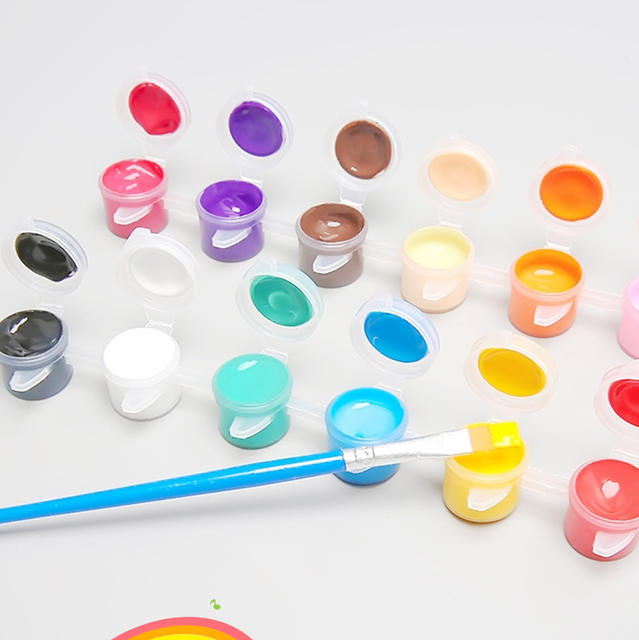 Children's 12 Color Waterproof Acrylic Pigment DIY Painting Graffiti Plaster Painting Disposable 6 Siamesed Pigment Strip Small Boxed detail 7