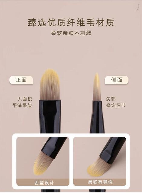 Fine Tongue-Shaped Concealer Brush with Flat Head for Tear Troughs, Spots, and Details; Seamless Coverage of Acne Marks, Dark Circles, and Nasolabial Folds Makeup Brush detail 2