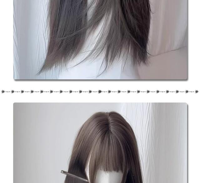 【Taro Milk Mist】Factory In-Stock Wig for Women, Long Straight Hair, Lolita Style, Thin High Crown, Milk Tea Color, Full Head Wig detail 12