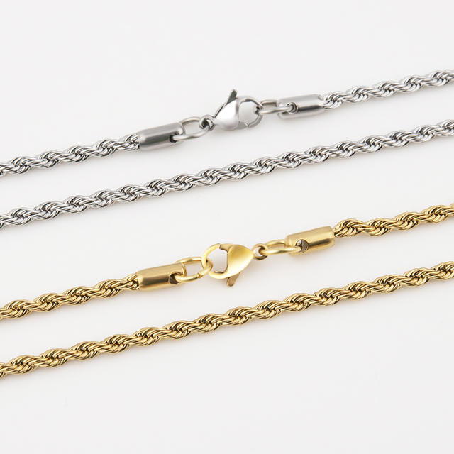 Stainless Steel Twist Chain Vacuum Color Retention Electroplating Non-Fading Gold Necklace Titanium Steel Hip-Hop Men's Chain Chain detail 11