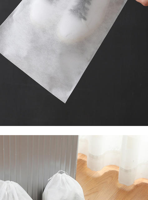Anti-Yellowing Shoe Storage Bag with Drawstring, Dust-Proof Shoe Cover, Non-Woven Fabric White Shoe Cover, Moisture-Proof and Mildew-Proof Travel Bag detail 11