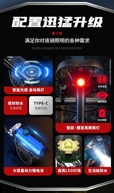 Bicycle Outdoor Headlights Night Ride Charging Rainproof Strong Light Mountain Ride Super Bright Flashlight Equipment Lighting detail 3