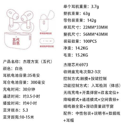 Cross-Border Second, Third, Fourth, Fifth, Sixth, Seventh, and Eighth Generation AirPods Pro New Model Bluetooth Earphones 1:1 Anc Noise Reduction detail 2
