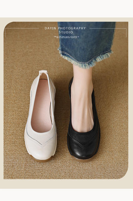 Retro Luxury Thick-Soled Lazy Loafers for Women, Genuine Soft Leather Round-Toe Slip-On Shoes, 2026 Autumn Casual High-Heeled Leather Shoes detail 3