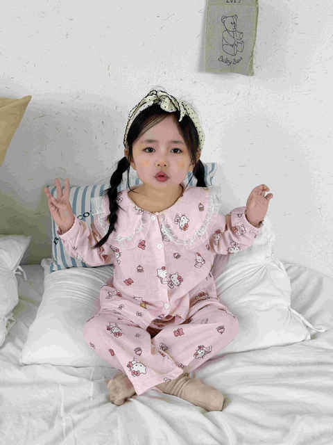 Children's Pajamas Pure Cotton Double-Layer Gauze Spring, Summer and Autumn Thin Baby Home Clothes Men's and Women's Cartoon Air-Conditioned Clothing Set detail 8