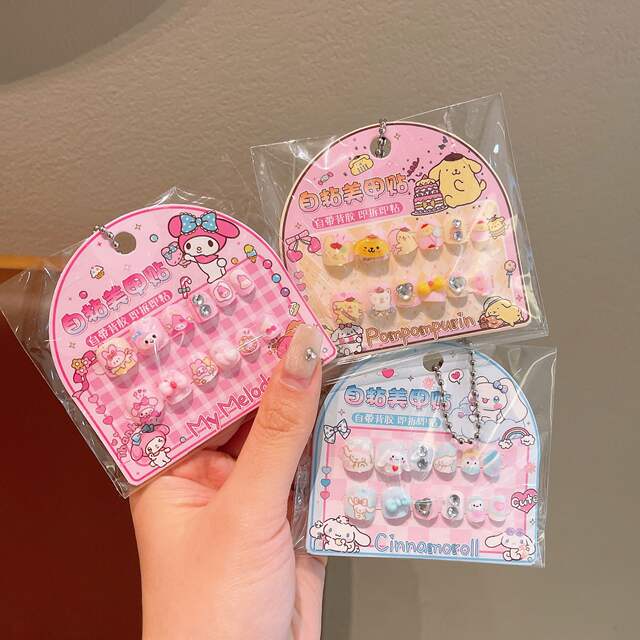 New Cartoon Children's Nail Stickers Kulomi Nail Stickers Girls Wear Armor Sanrio Stereo Sticker Patch detail 4