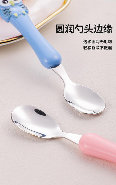 304 food grade children's portable tableware suit baby food supplement infant training spoon fork gift wholesale detail 5