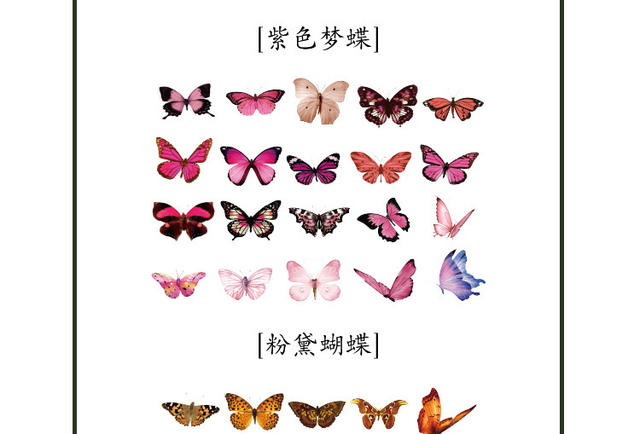 PET sticker bag butterfly Manor series Journal Diary DIY decorative material pattern transparent waterproof small stickers detail 9