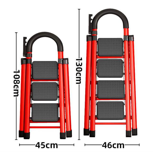Ladder Household Foldableing Ladder Thickened Carbon Steel Herringbone Ladder Mobile Staircase Telescopic Ladder Step Ladder Multi-Functional Indoor Ladder detail 4