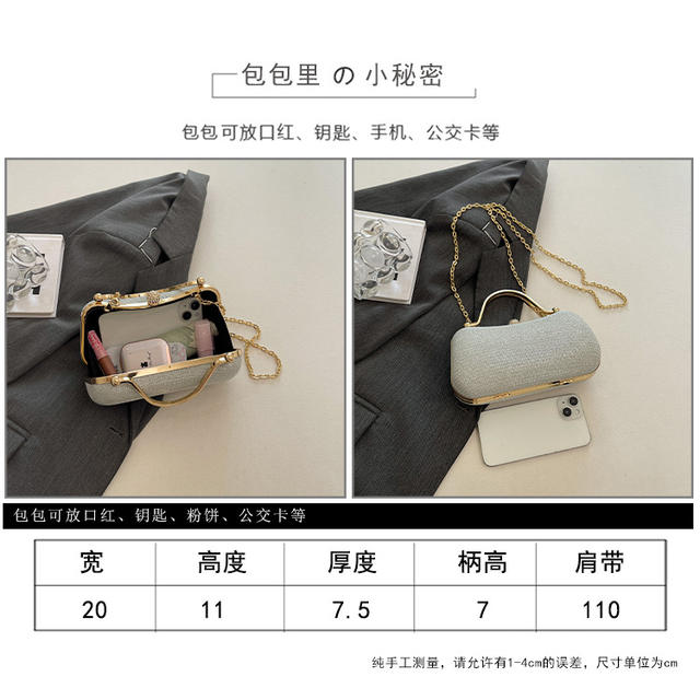 High-End Chain Handbag, Niche Design Women's Bag, Cross-Border New Fashion Chain Bag, Evening Bag, Rhinestone Crossbody Bag detail 12