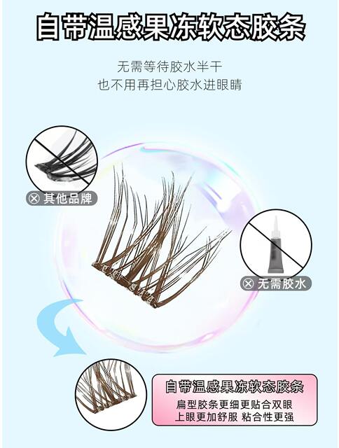 Glue-free False Eyelashes Supernatural Infant Curved Mother Born Simulation 0.05 Fish Tail Single Cluster Eyelashes Transparent Segmented Self-adhesive detail 8