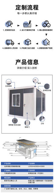 Container Houses, Prefabricated Integrated Houses, Portable Houses, Outdoor Construction Site Temporary Housing, Movable Houses, Quick Assembly detail 3